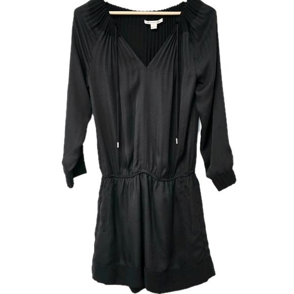 DVF Diane Von Furstenberg MIKINO Pleated Mini Tunic Dress Sailor Black Size 6 - Picture 4 of 13